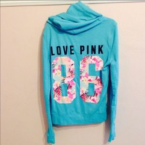 EUC VS Pink Tropical Zip Up Hoodie